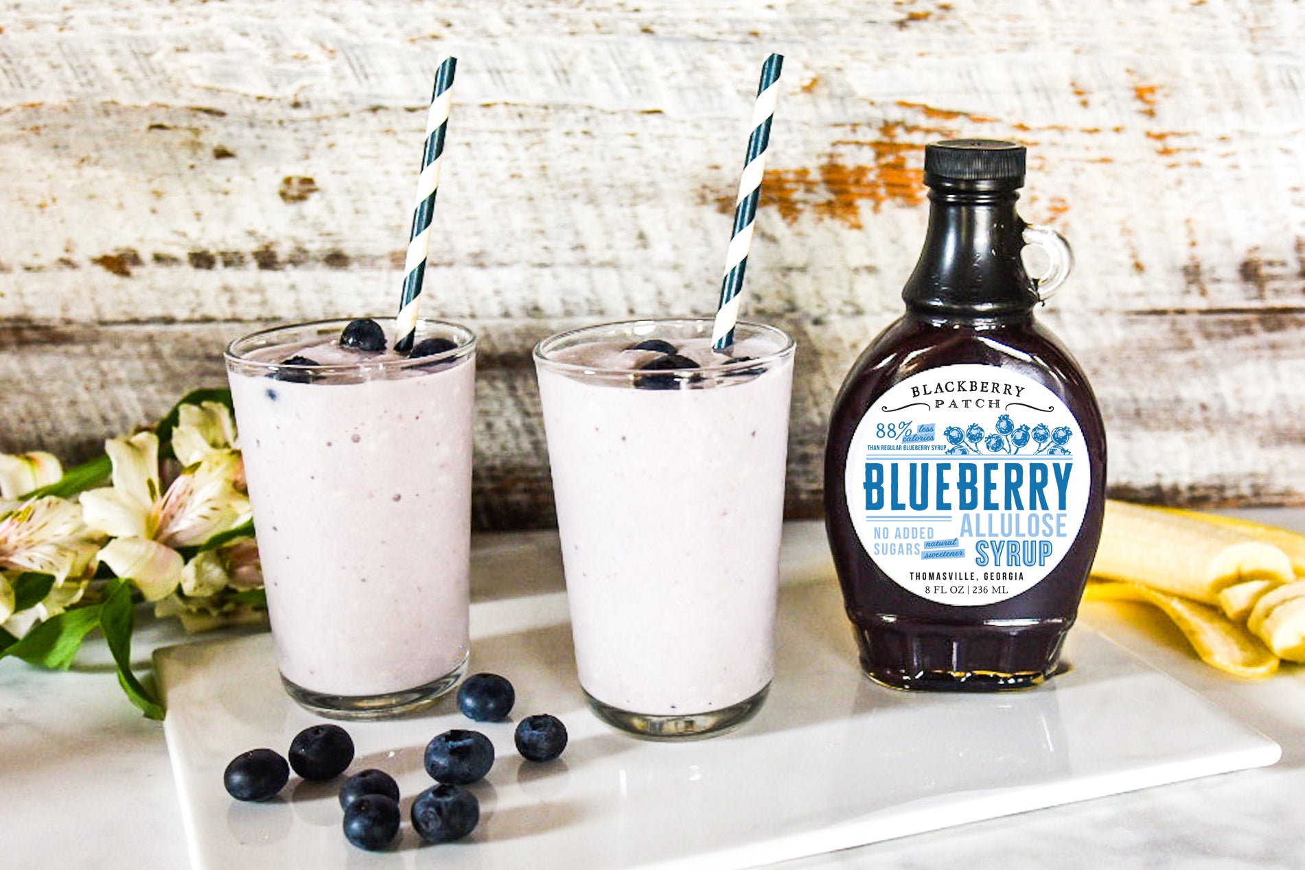Recipe photo of Blueberry Banana Smoothie using Blackberry Patch Blueberry Allulose Syrup