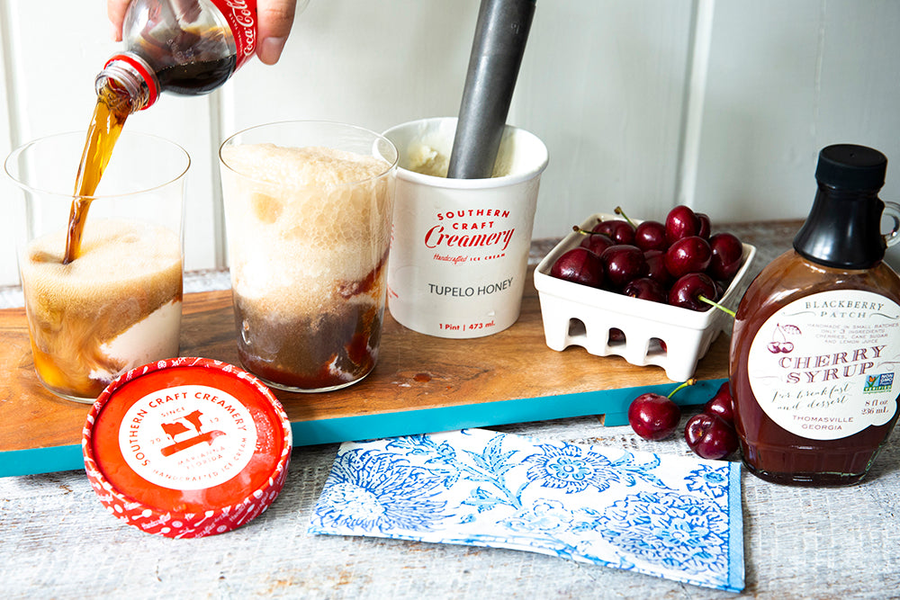Recipe photo of Cherry Coke Float using Blackberry Patch Premium Cherry Syrup