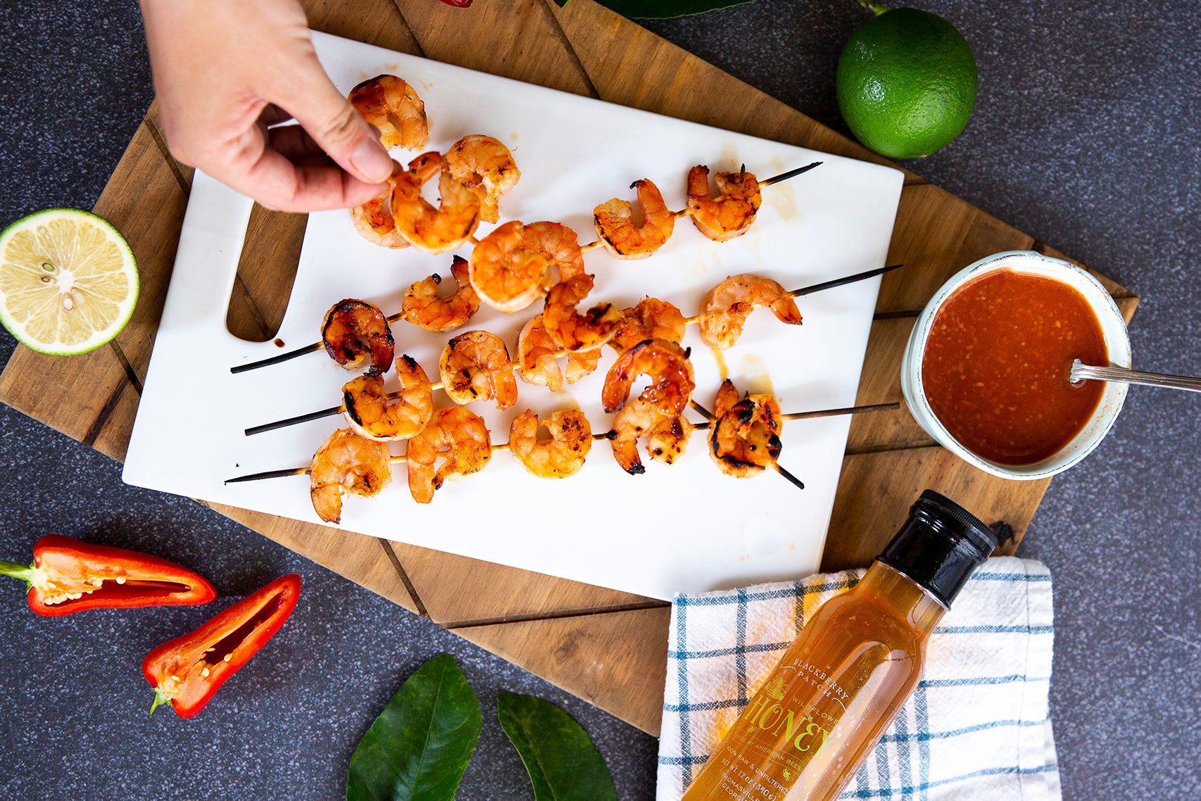 Recipe photo of Honey Sriracha Shrimp using Blackberry Patch Wildflower Honey