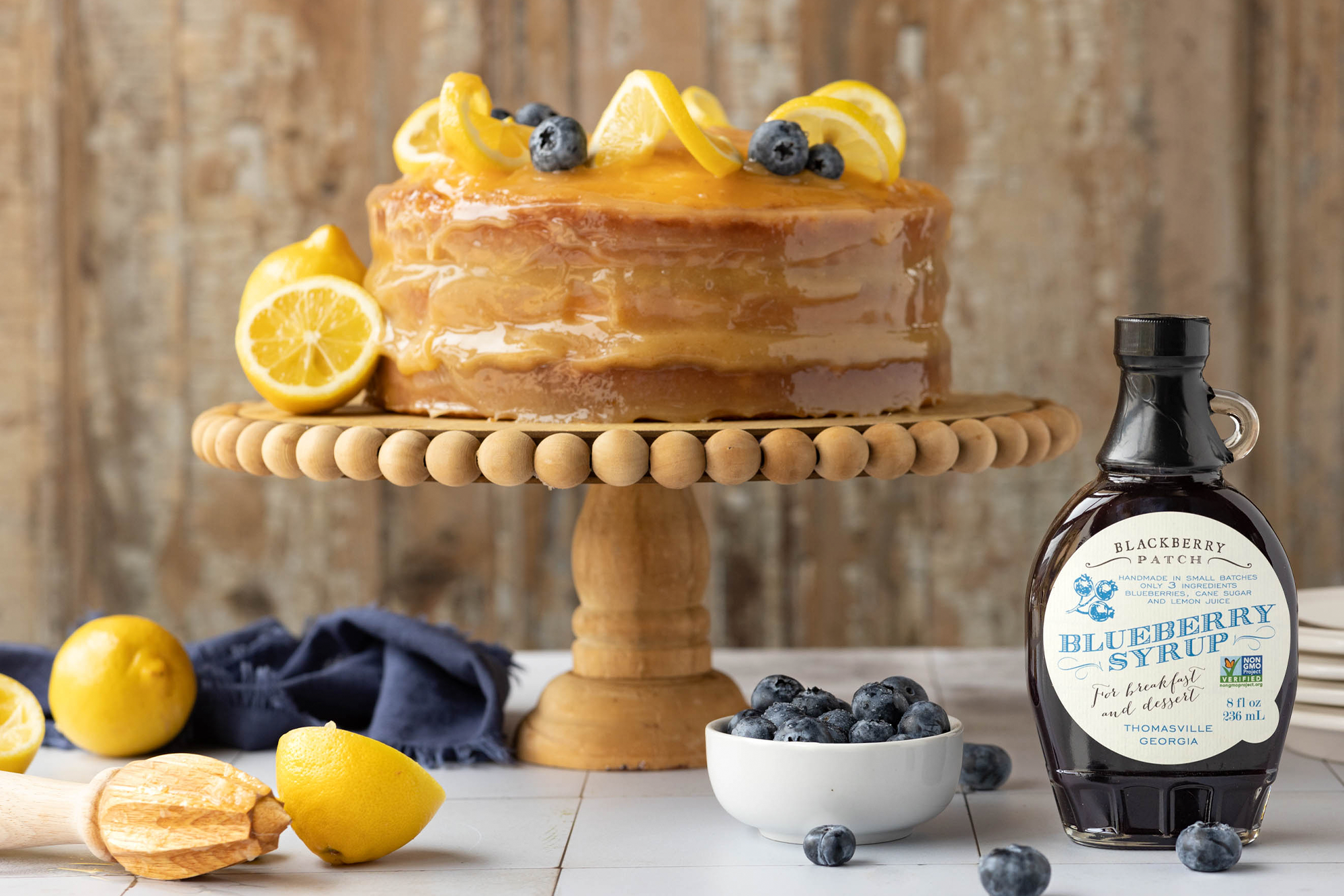 Lemon Curd Cake with Blueberry Filling