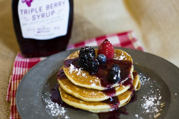 Recipe photo of Lemon Ricotta Pancakes using Blackberry Patch Triple Berry Syrup