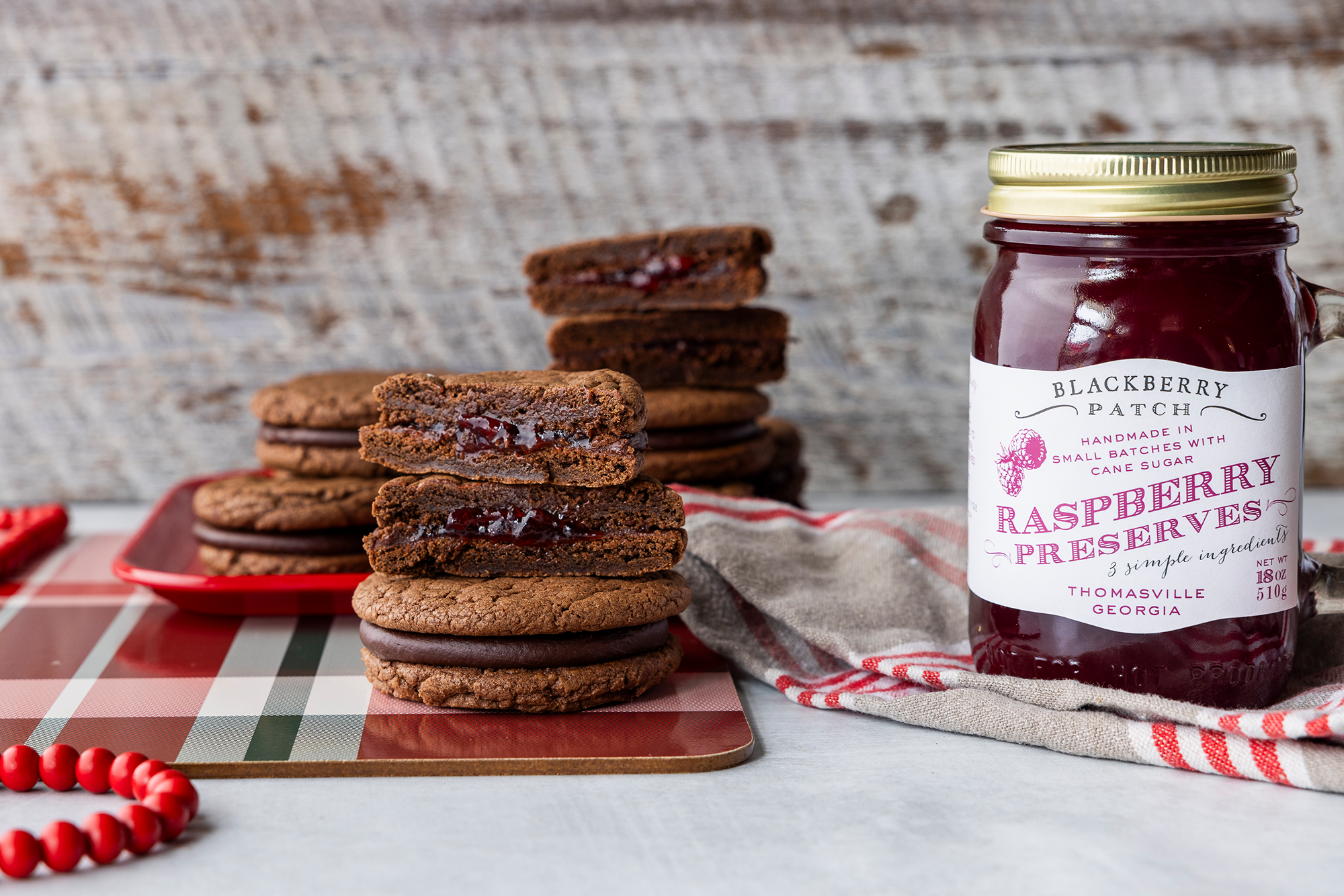 Raspberry Chocolate Sandwich Cookies