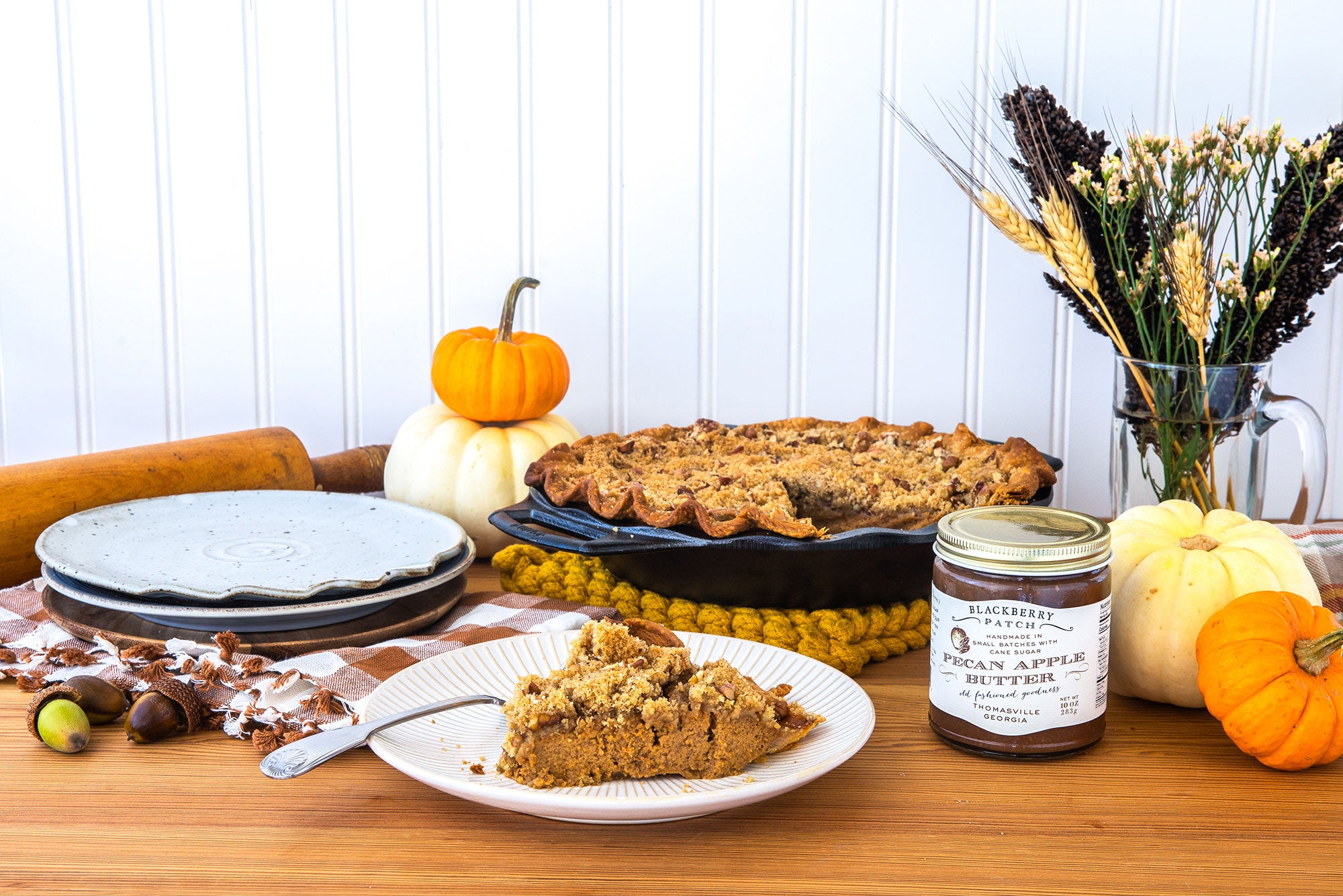 Pecan Apple Butter Pumpkin Pie