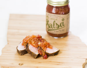 Recipe photo of Spice Rubbed Pork Tenderloin with Apple Salsa. 