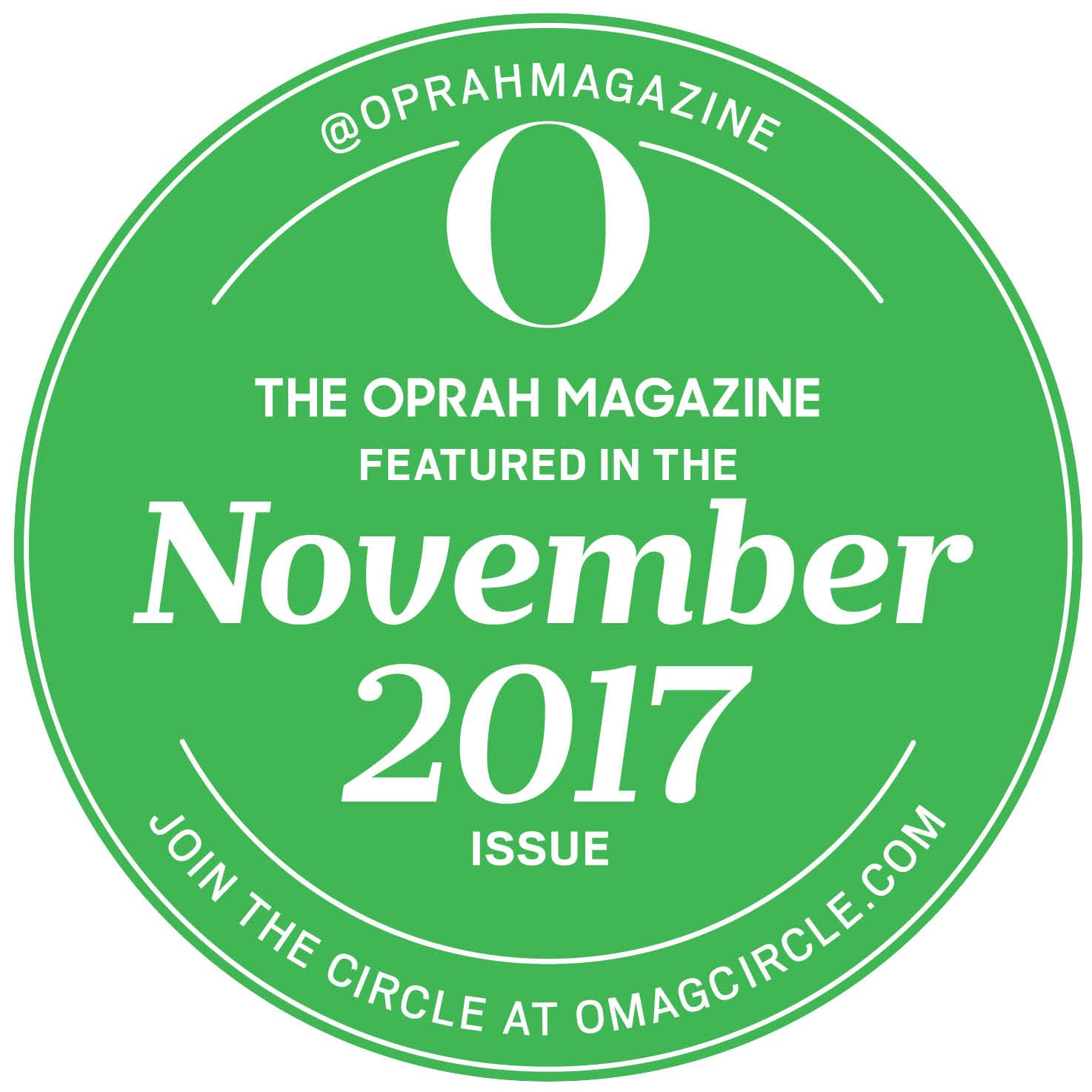 Seal for being featured in the Oprah Magazine November of 2017. 