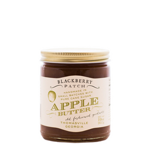 10oz glass jar of Blackberry Patch Apple Butter.